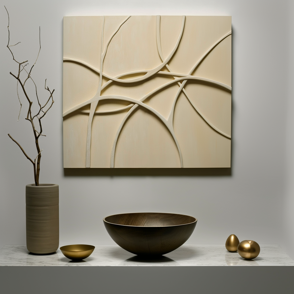 Interwoven Paths-Handmade 3D Textured Beige Abstract Lines Wall Art - Modern Home Decor Sculptural Painting