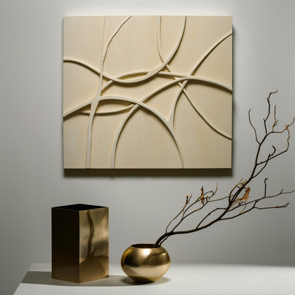 Interwoven Paths-Handmade 3D Textured Beige Abstract Lines Wall Art - Modern Home Decor Sculptural Painting