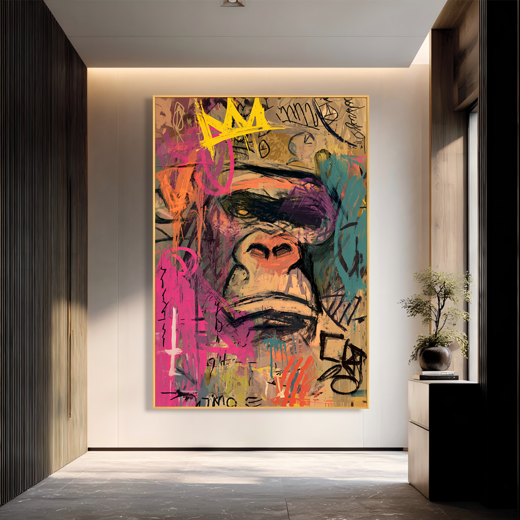 Muted Crown - Contemporary Gorilla Portrait Oil Painting