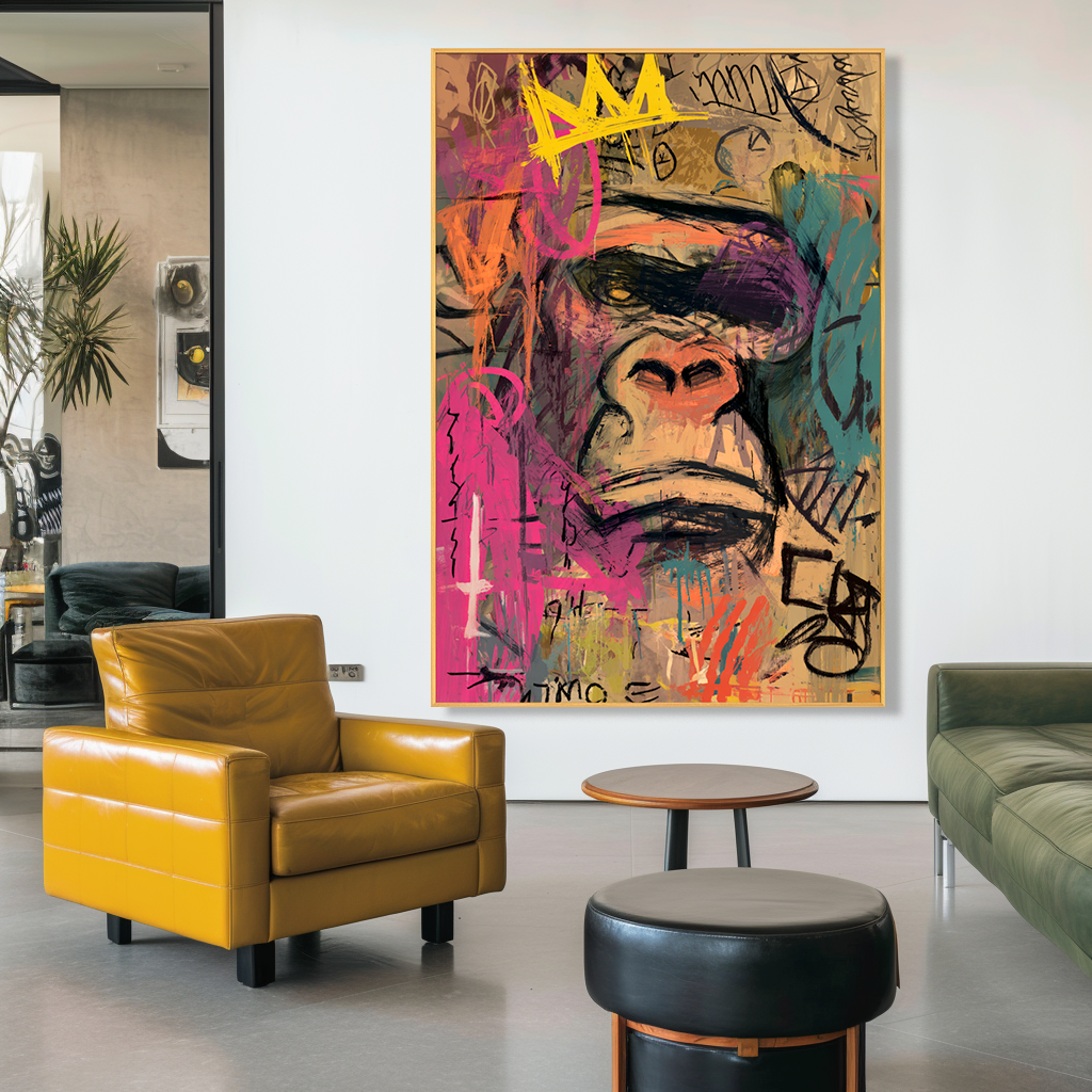 Muted Crown - Contemporary Gorilla Portrait Oil Painting