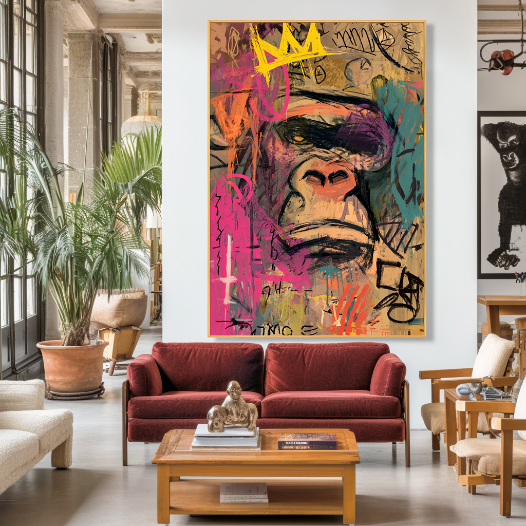 Muted Crown - Contemporary Gorilla Portrait Oil Painting