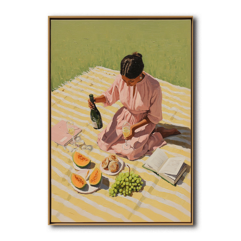 Picnic Bliss – Vintage Style Figurative Painting for Modern Wall Decor