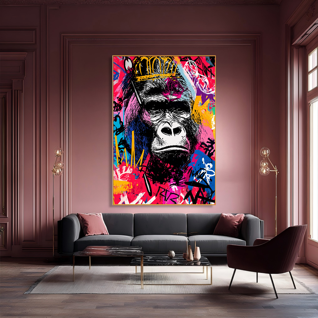 Royal Force - Contemporary Crowned Gorilla Portrait Oil Painting