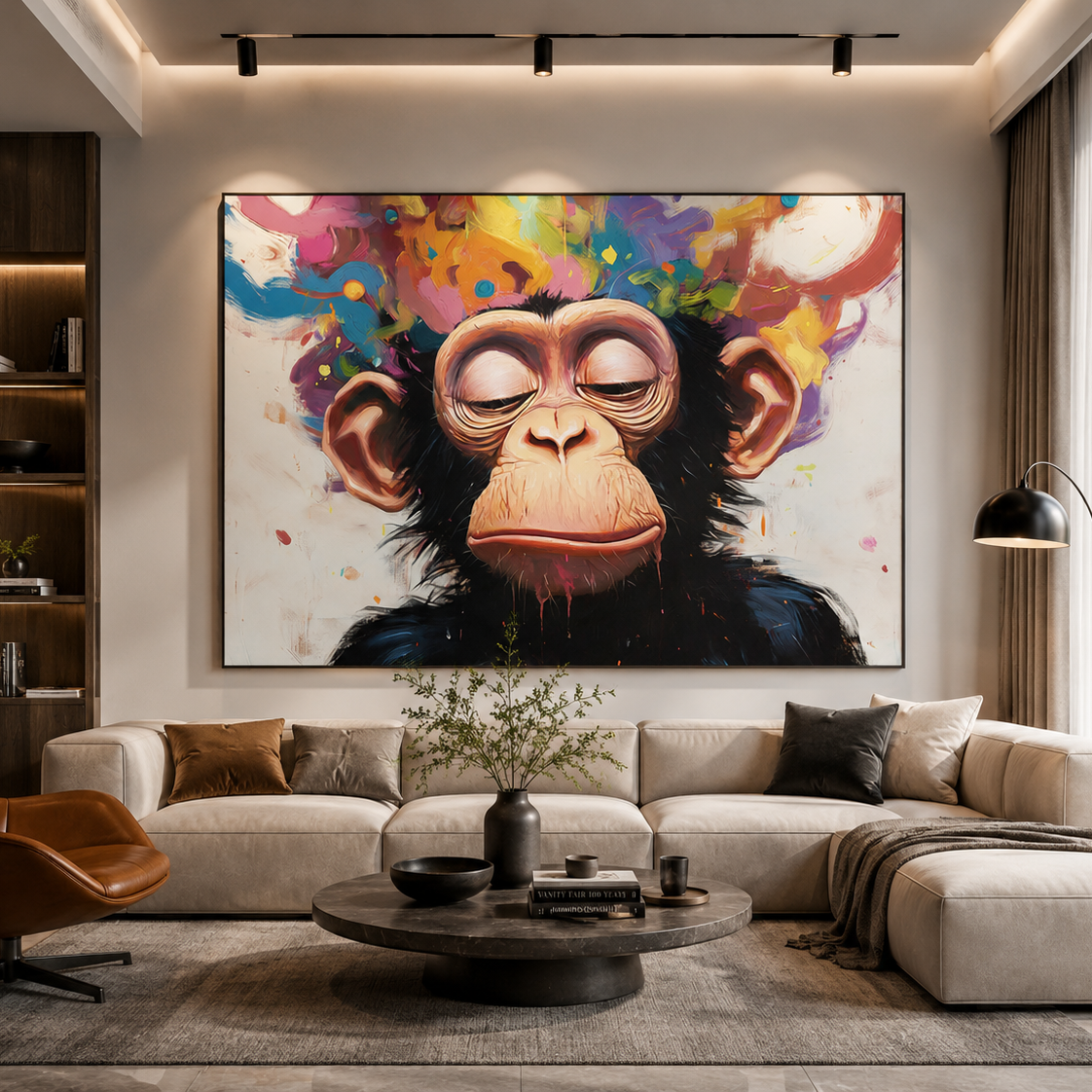 Serenity Monkey – Colorful Abstract Monkey Portrait Painting | Modern Pop Animal Wall Art2