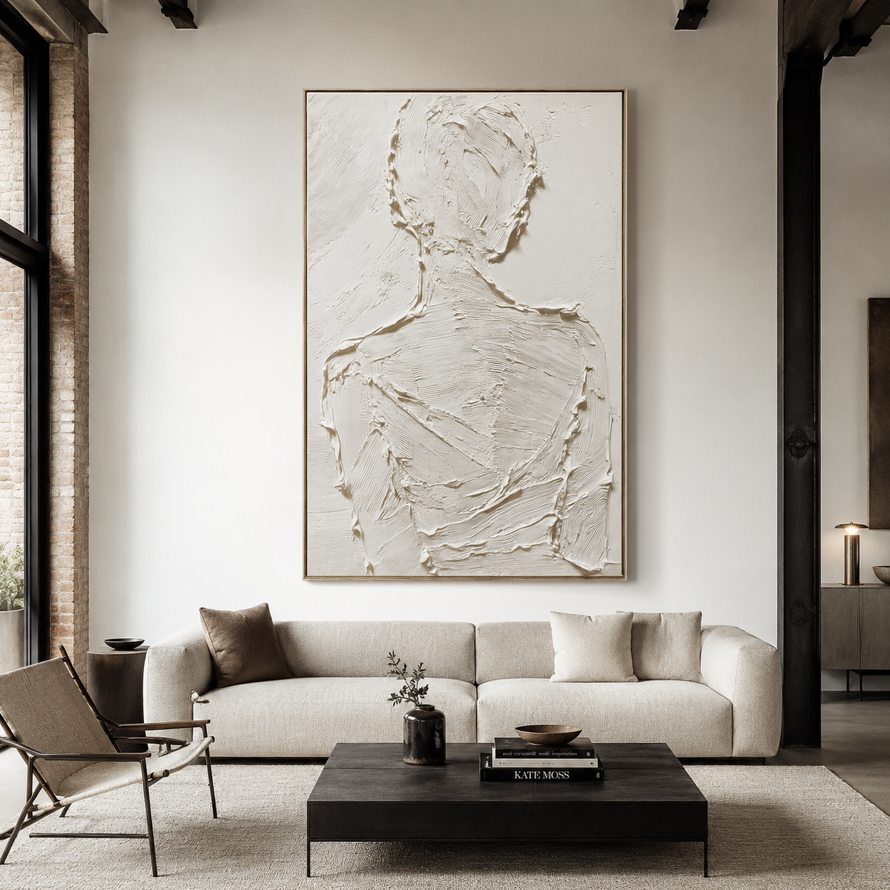 Silent Form –Plaster Art Texture Painting Minimalist Textured Female Silhouette Wall Art