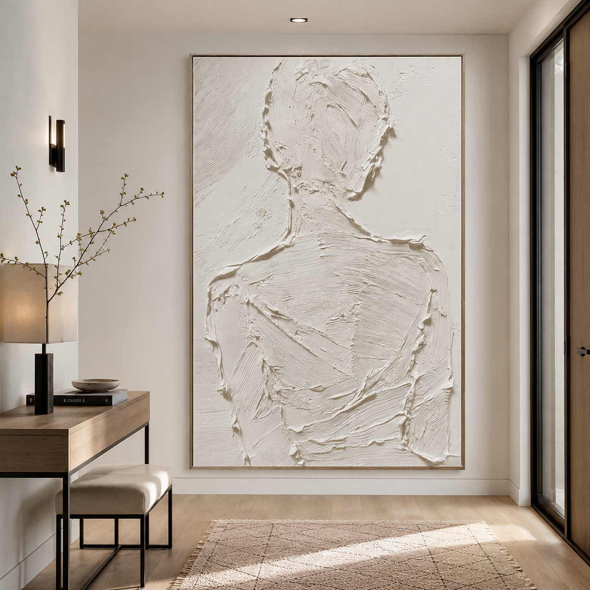 Silent Form –Plaster Art Texture Painting Minimalist Textured Female Silhouette Wall Art