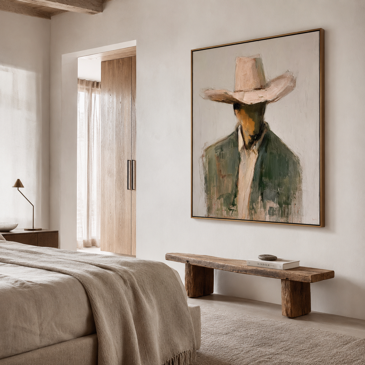 Silent Frontier – Minimalist Cowboy Portrait Wall Art