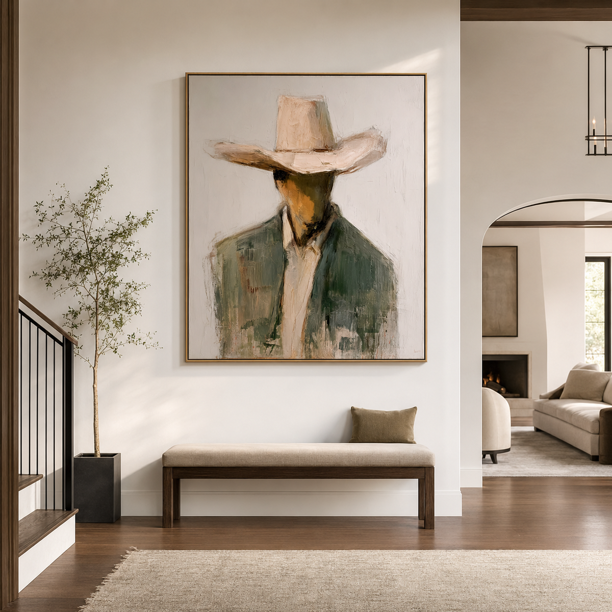 Silent Frontier – Minimalist Cowboy Portrait Wall Art