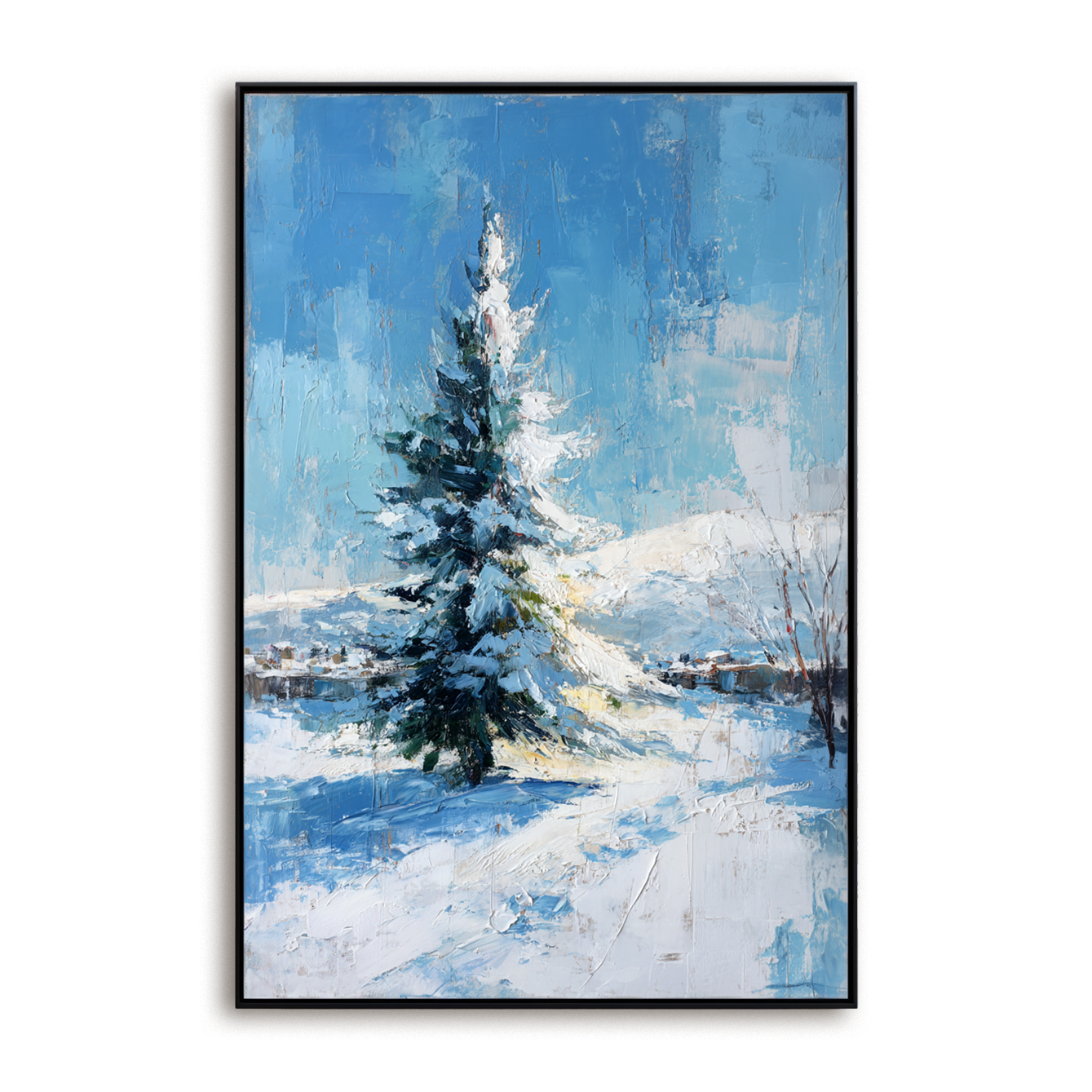 Silent Winter - Snow Landscape Oil Painting, Textured Winter Tree Canvas Wall Art