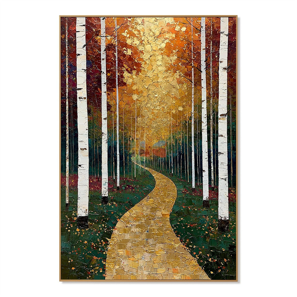 Sunlit Birch Way – Landscape Wall Art