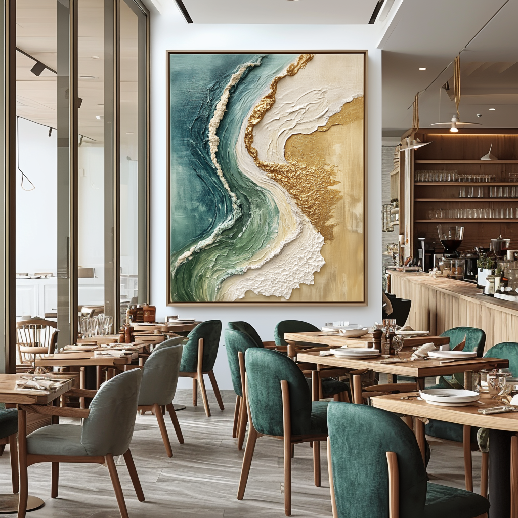 Tide of Gold – Plaster Art Texture Painting Luxurious Modern Coastal 3D Textured Beach Wall Art