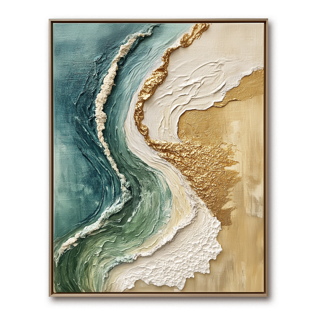 Tide of Gold – Plaster Art Texture Painting Luxurious Modern Coastal 3D Textured Beach Wall Art