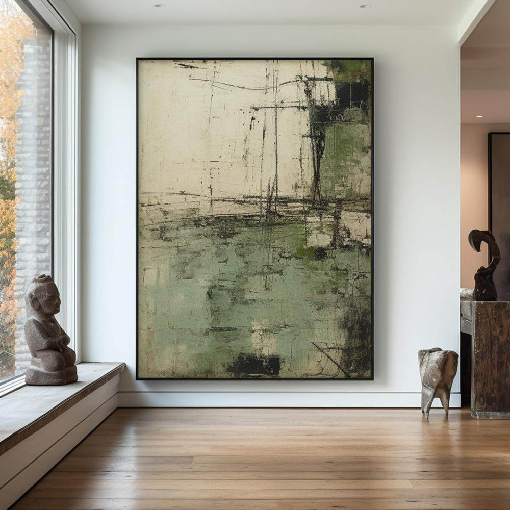 Verdant Lines – Large Minimalist Abstract Canvas Wall Art
