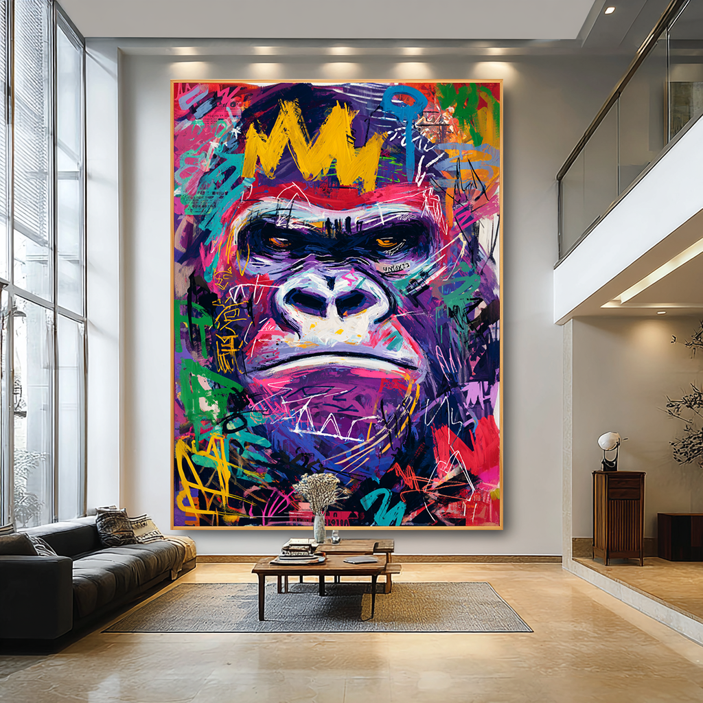 Violet Crown - Contemporary Gorilla Portrait Oil Painting