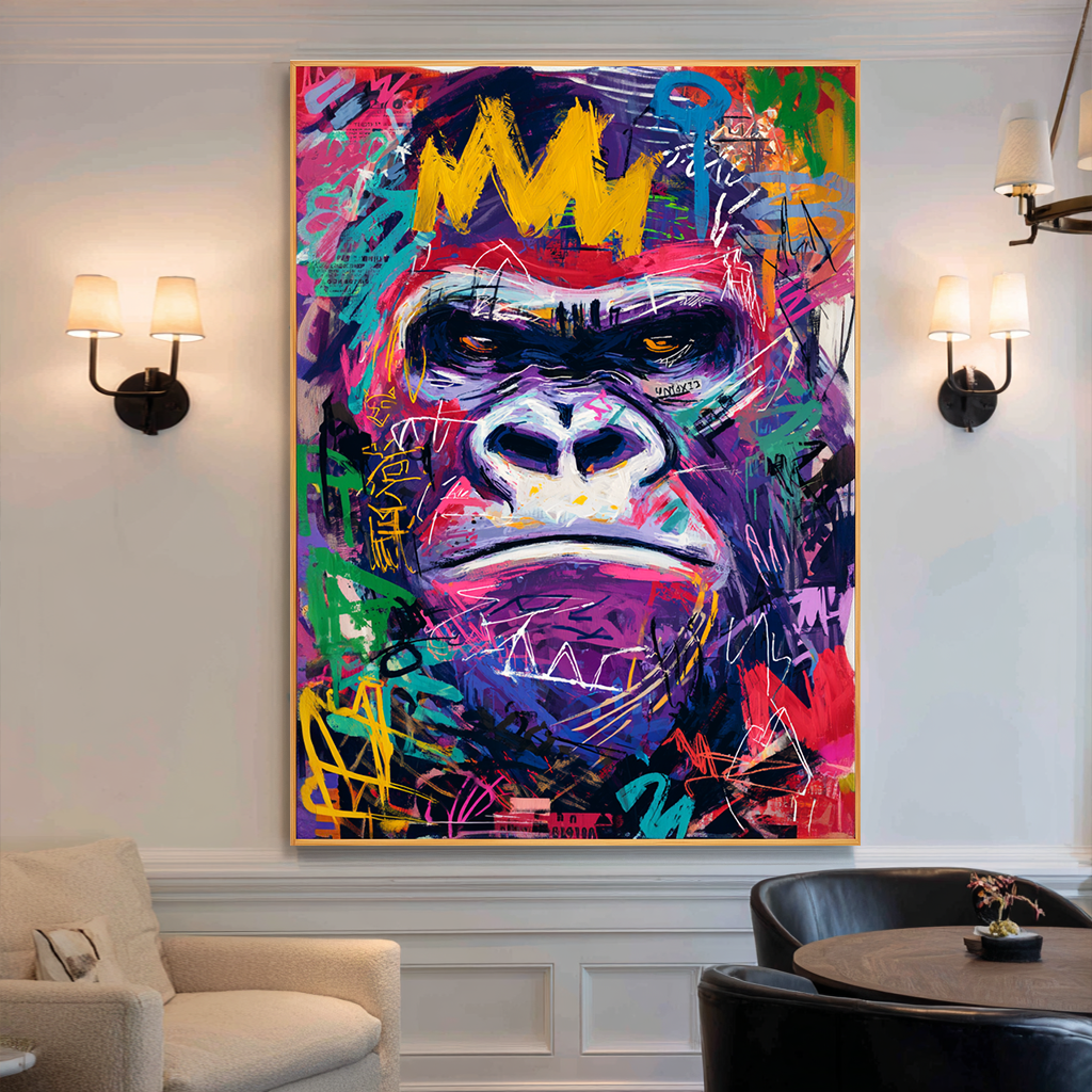 Violet Crown - Contemporary Gorilla Portrait Oil Painting