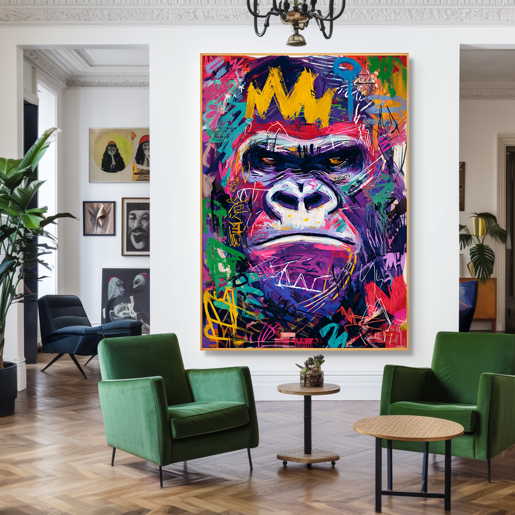 Violet Crown - Contemporary Gorilla Portrait Oil Painting