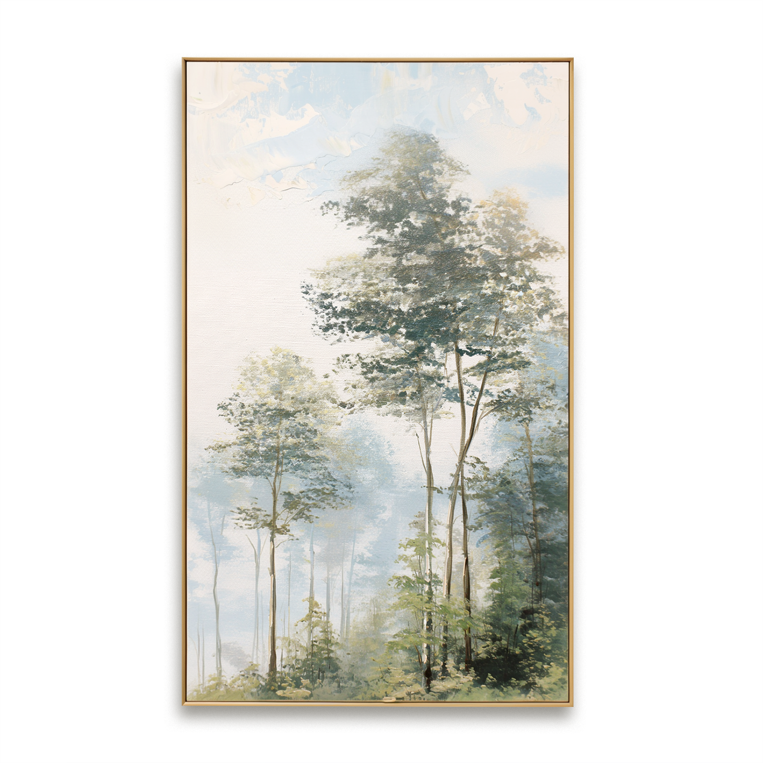 Soft Woodland Light – Hand-Painted Landscape Wall Art with Gentle Texture for Modern Home Decor