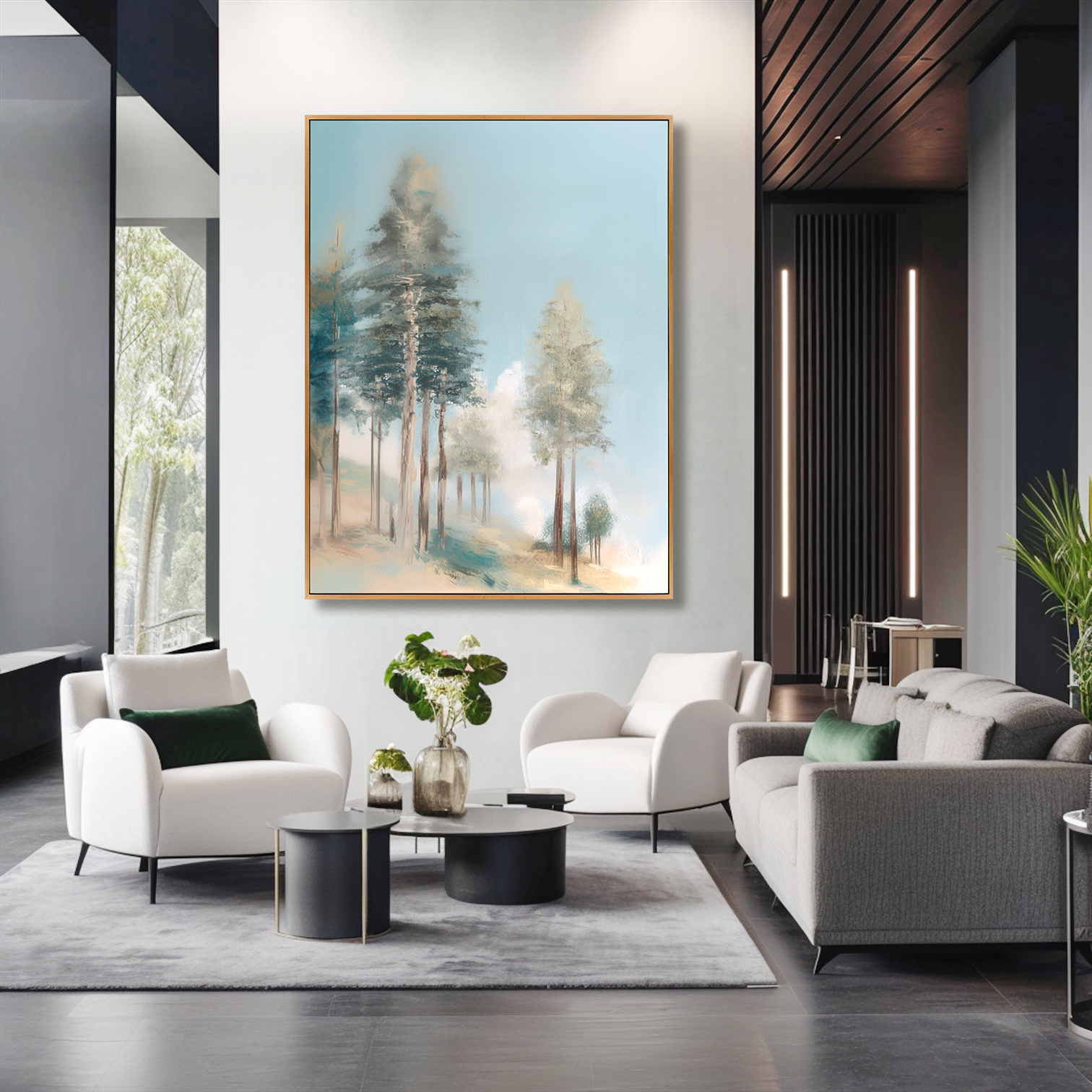 Where Silence Grows – Hand-Painted Landscape Wall Art with Subtle Texture for Modern Home Decor