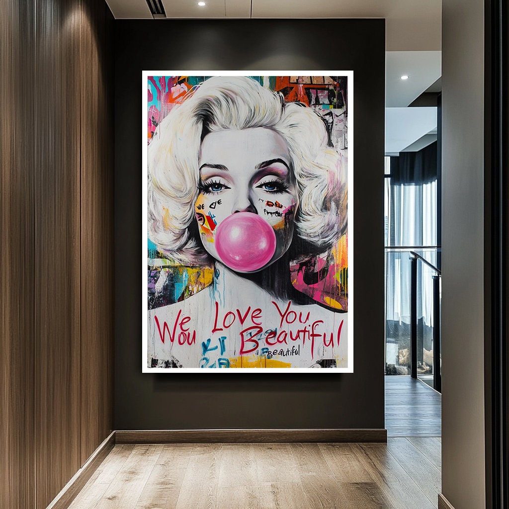 Pop Diva — Graffiti Pop Art Portrait Oil Painting, Modern Street Style Wall Art