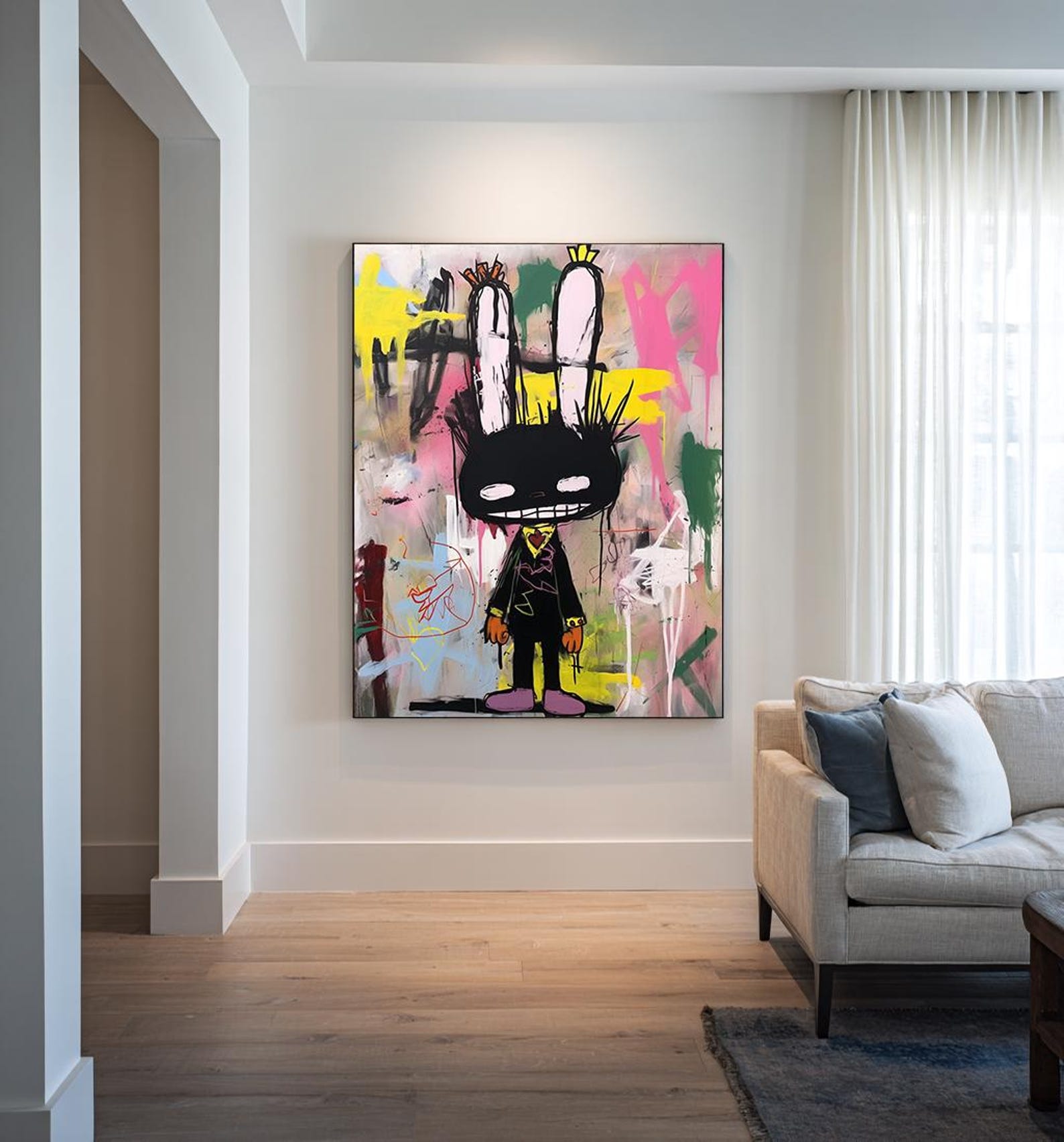 Rebel Bunny – Pop Graffiti Rabbit Wall Art