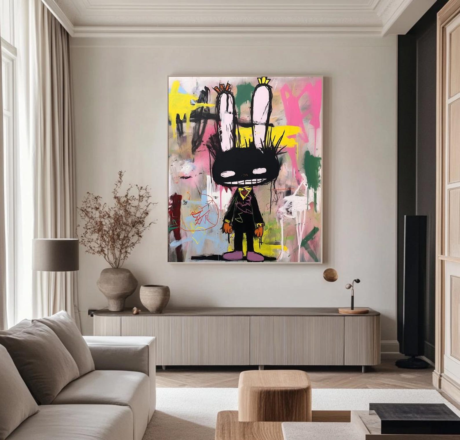 Rebel Bunny – Pop Graffiti Rabbit Wall Art