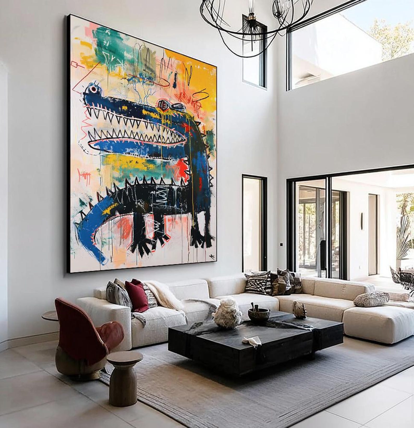 Vibrant Graffiti Art Crocodile Wall Decor - Street Art Style