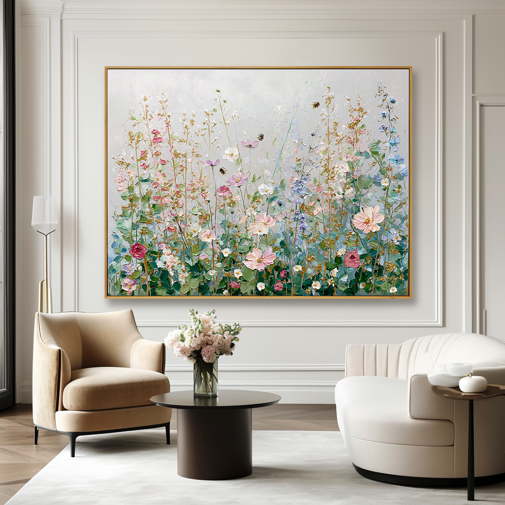Soft Blossom Garden - Textured Floral Oil Painting