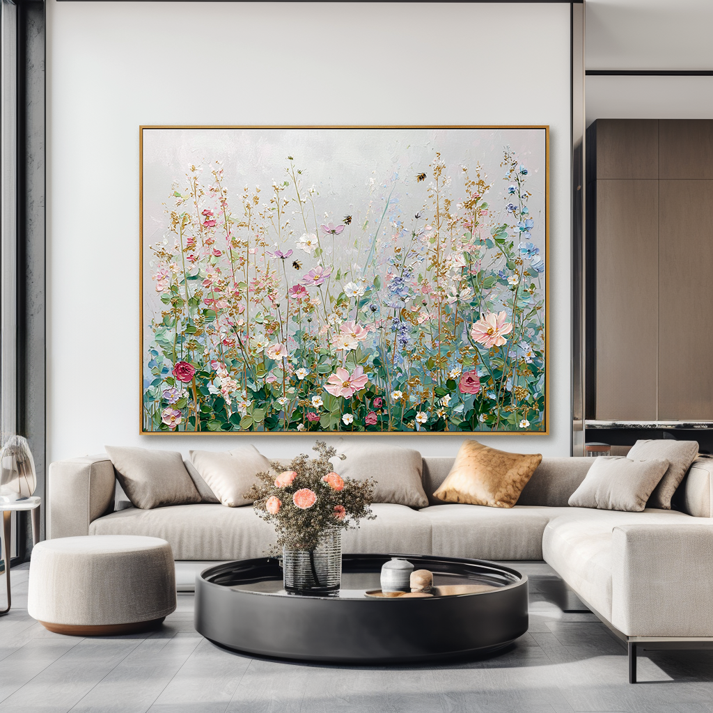 Soft Blossom Garden - Textured Floral Oil Painting