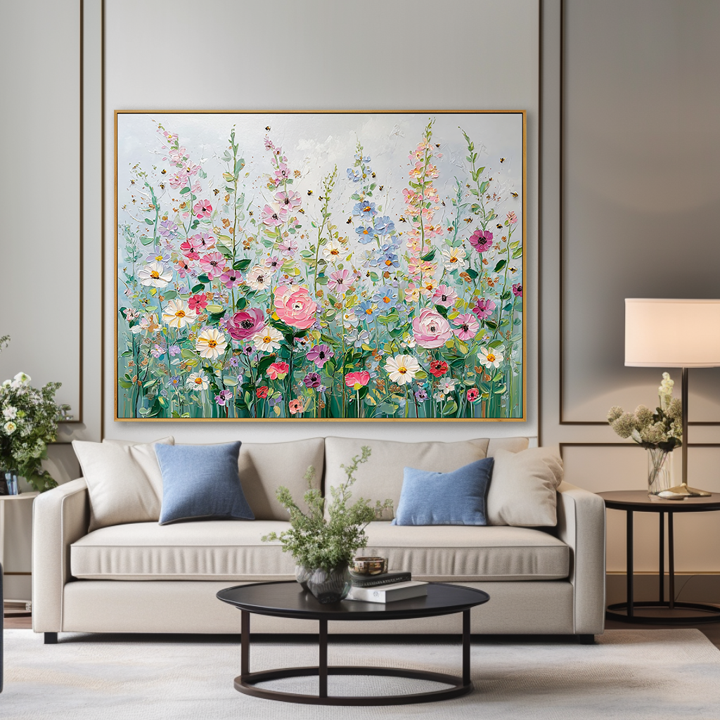 Spring Garden - Vibrant Floral Textured Oil Painting