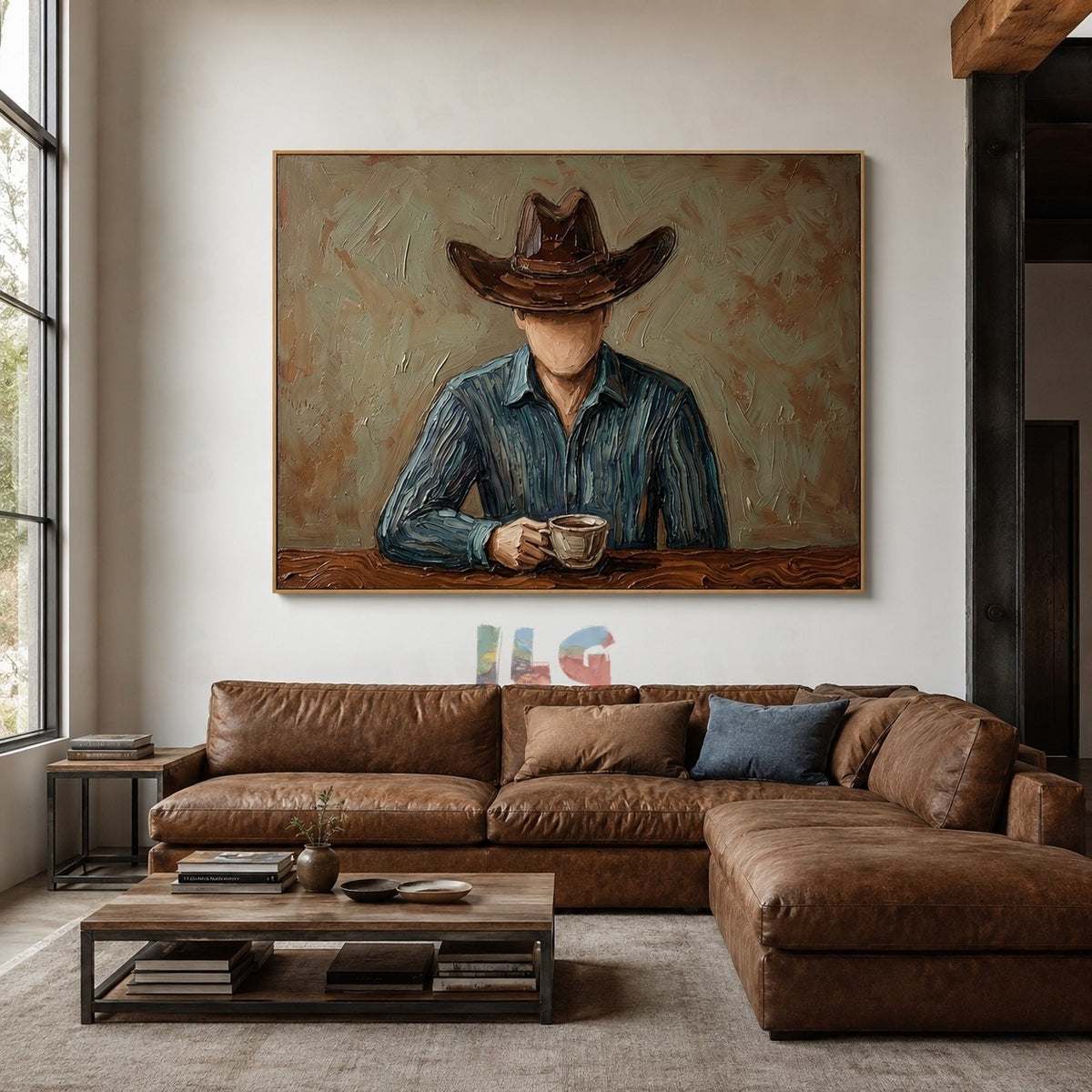 Frontier Coffee Hour – Modern Cowboy Portrait Wall Art
