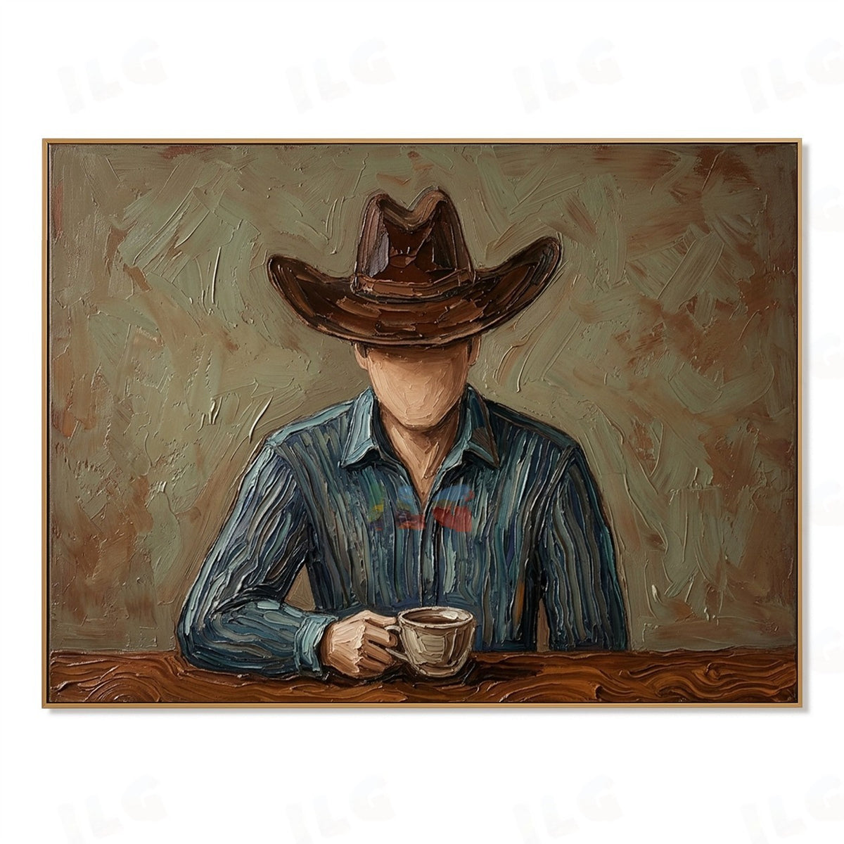 Frontier Coffee Hour – Modern Cowboy Portrait Wall Art