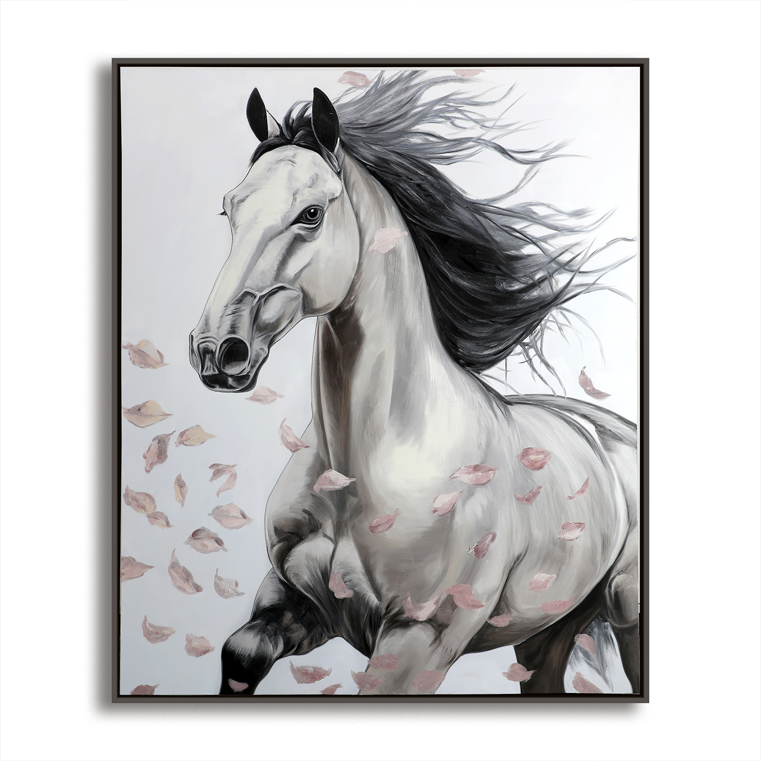 Wings of Grace – Textured Abstract Horse Oil Painting, Modern Animal Wall Art for Living Room or Office