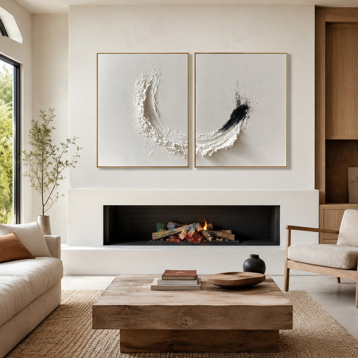Celestial Rift Diptych – Abstract Textured Wall Art