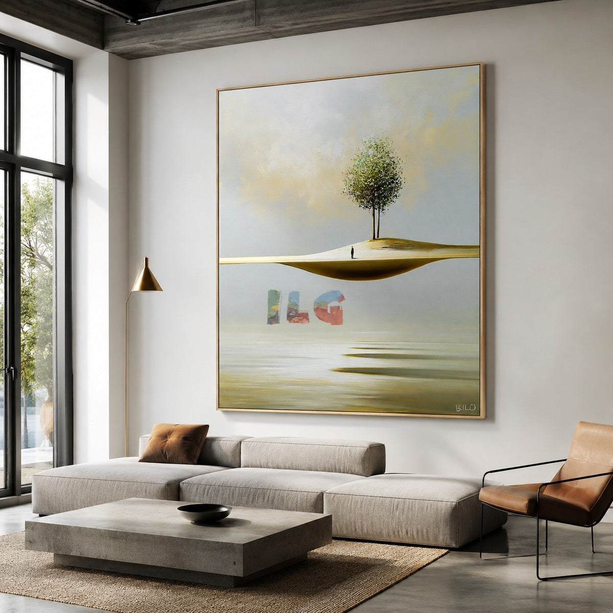 Floating Horizon Tree – Minimalist Surreal Landscape Wall Art
