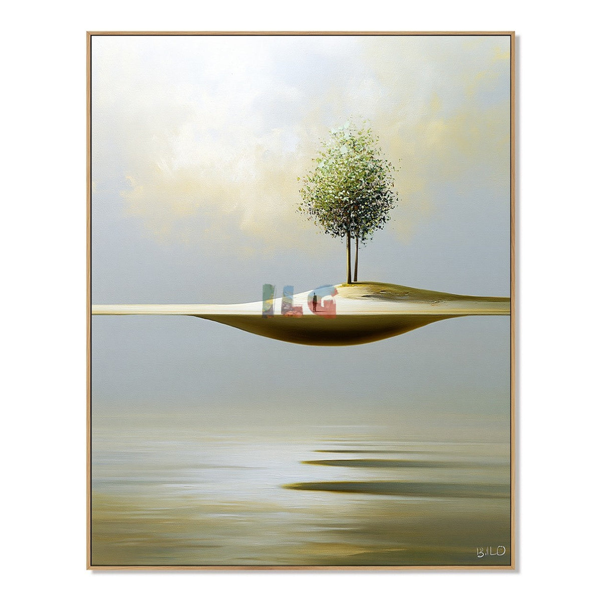 Floating Horizon Tree – Minimalist Surreal Landscape Wall Art