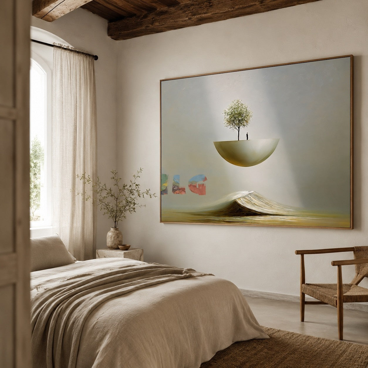 Floating Sanctuary Horizon – Surreal Minimalist Landscape Wall Art