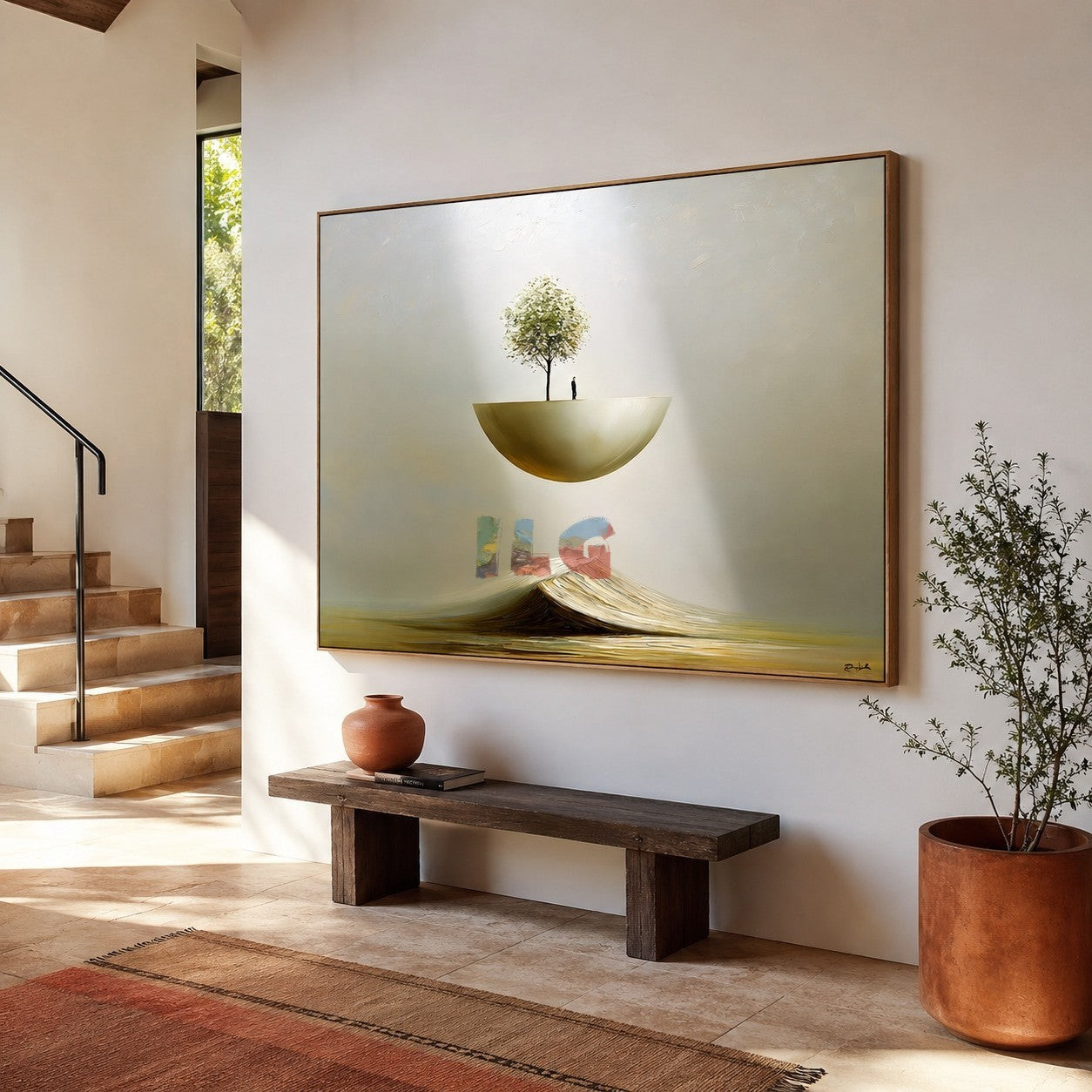 Floating Sanctuary Horizon – Surreal Minimalist Landscape Wall Art