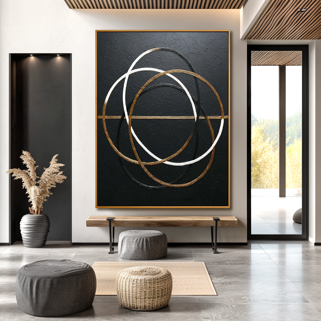 Interwoven Balance - Hand-Painted Textured Abstract Wall Art