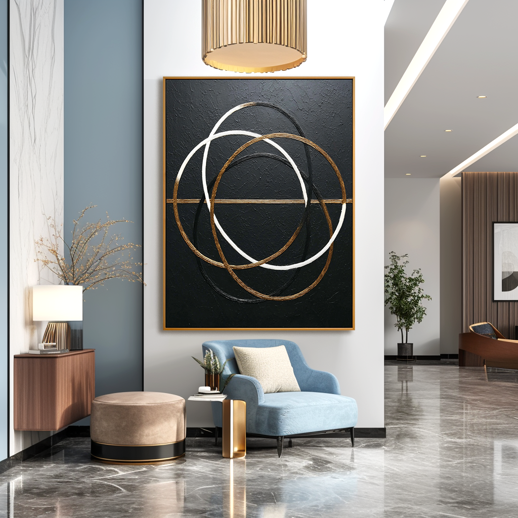 Interwoven Balance - Hand-Painted Textured Abstract Wall Art