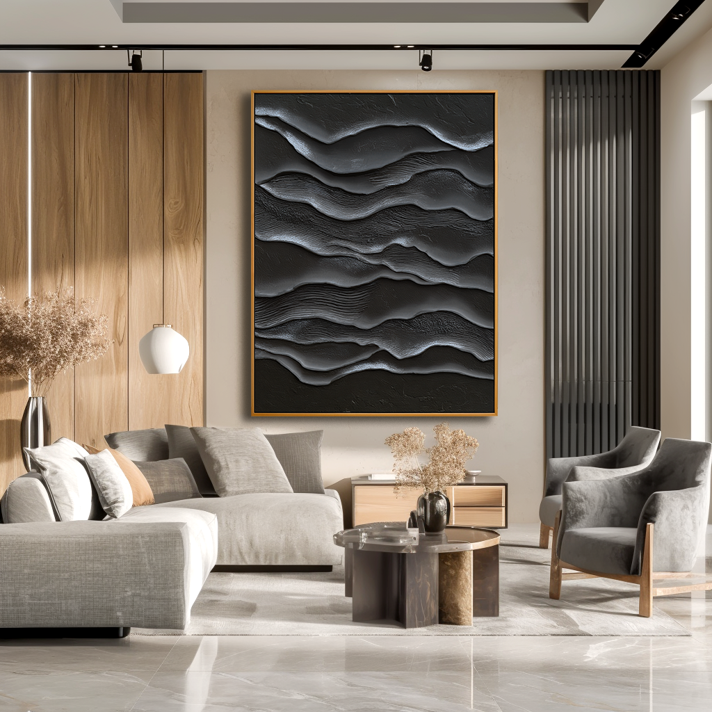 Quiet Tides - Hand-Painted Textured Abstract Wall Art