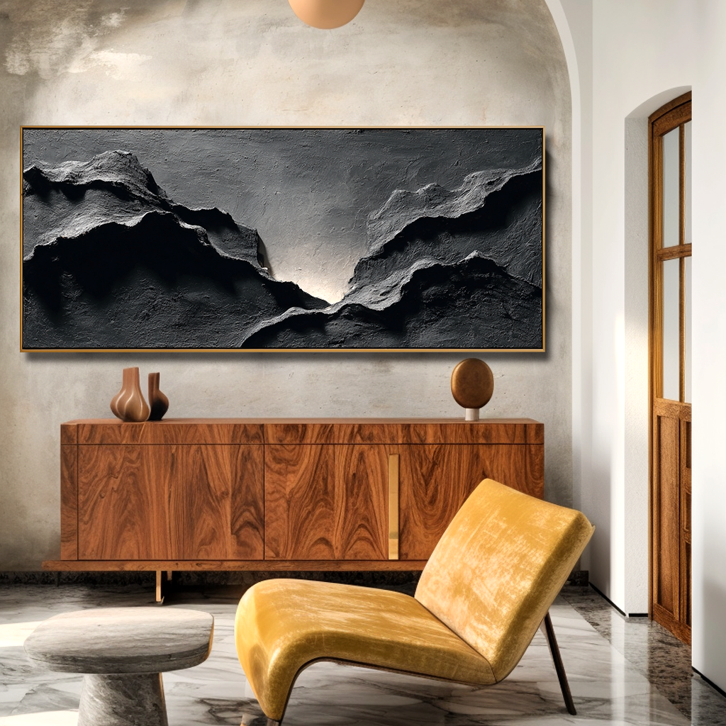 Still Rift #2 – Large Textured Abstract Wall Art, Hand-Painted Modern Canvas