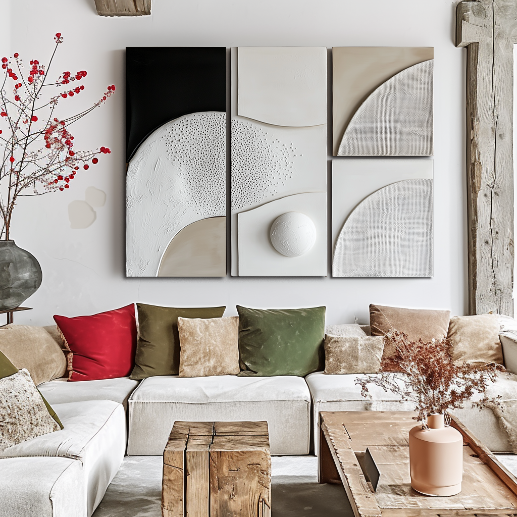 neutral minimalist abstract painting set
