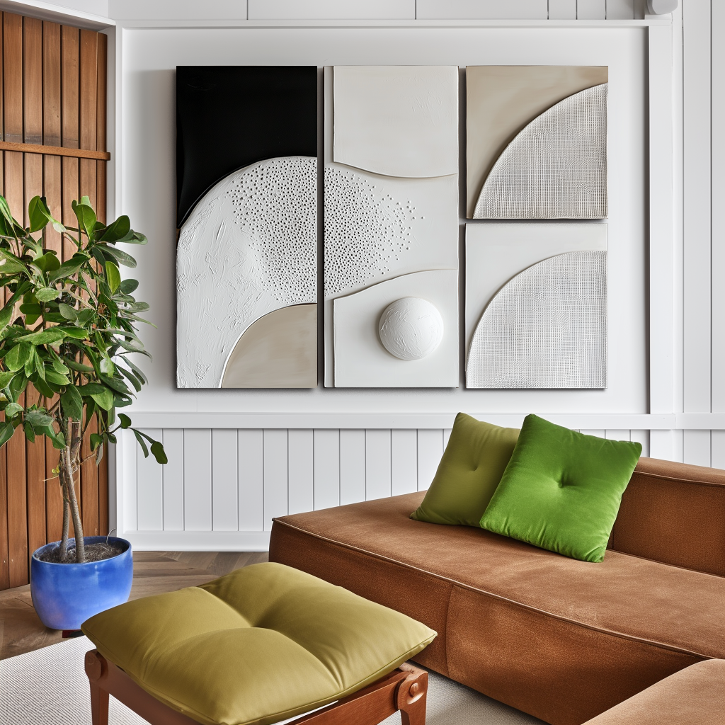neutral minimalist abstract painting set