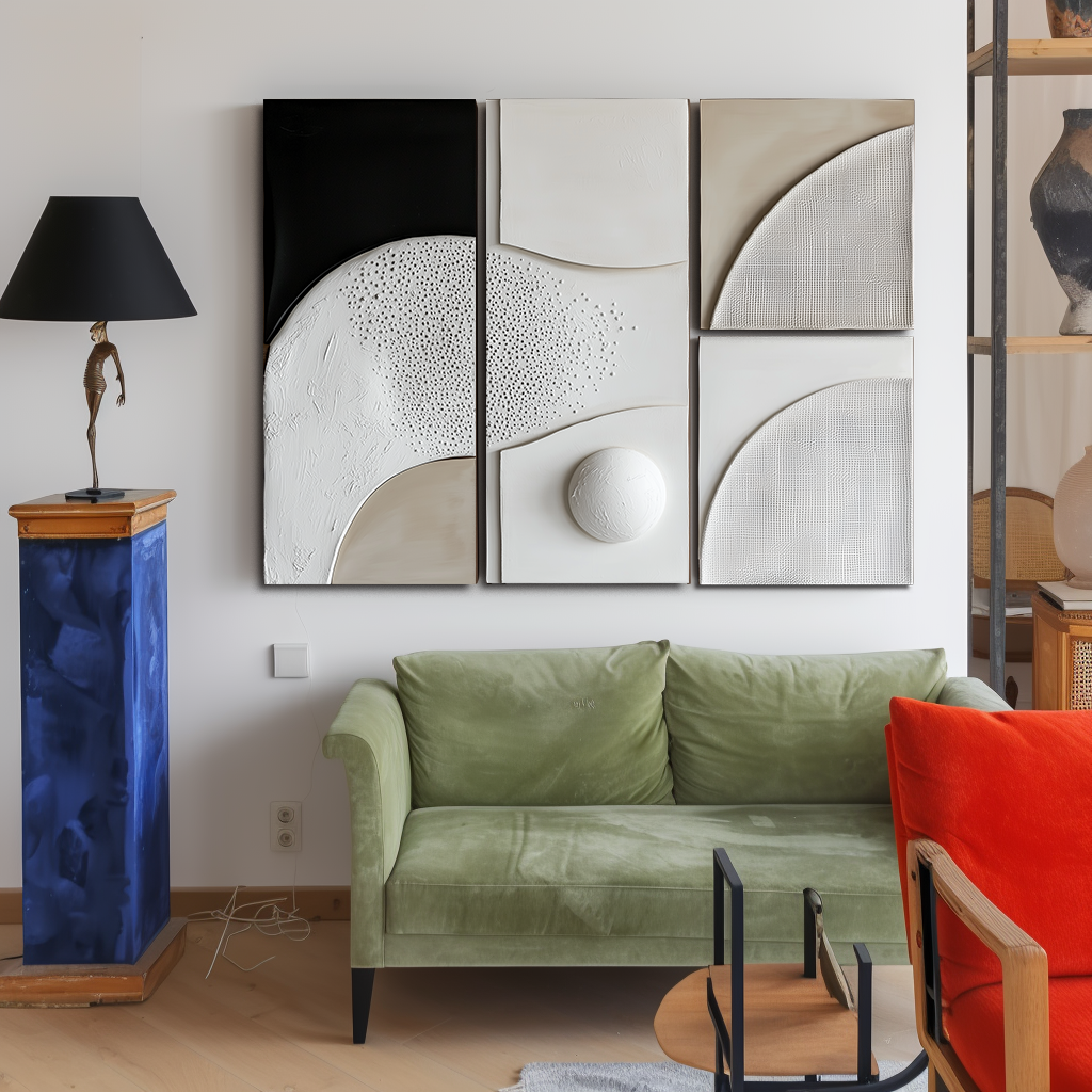 neutral minimalist abstract painting set