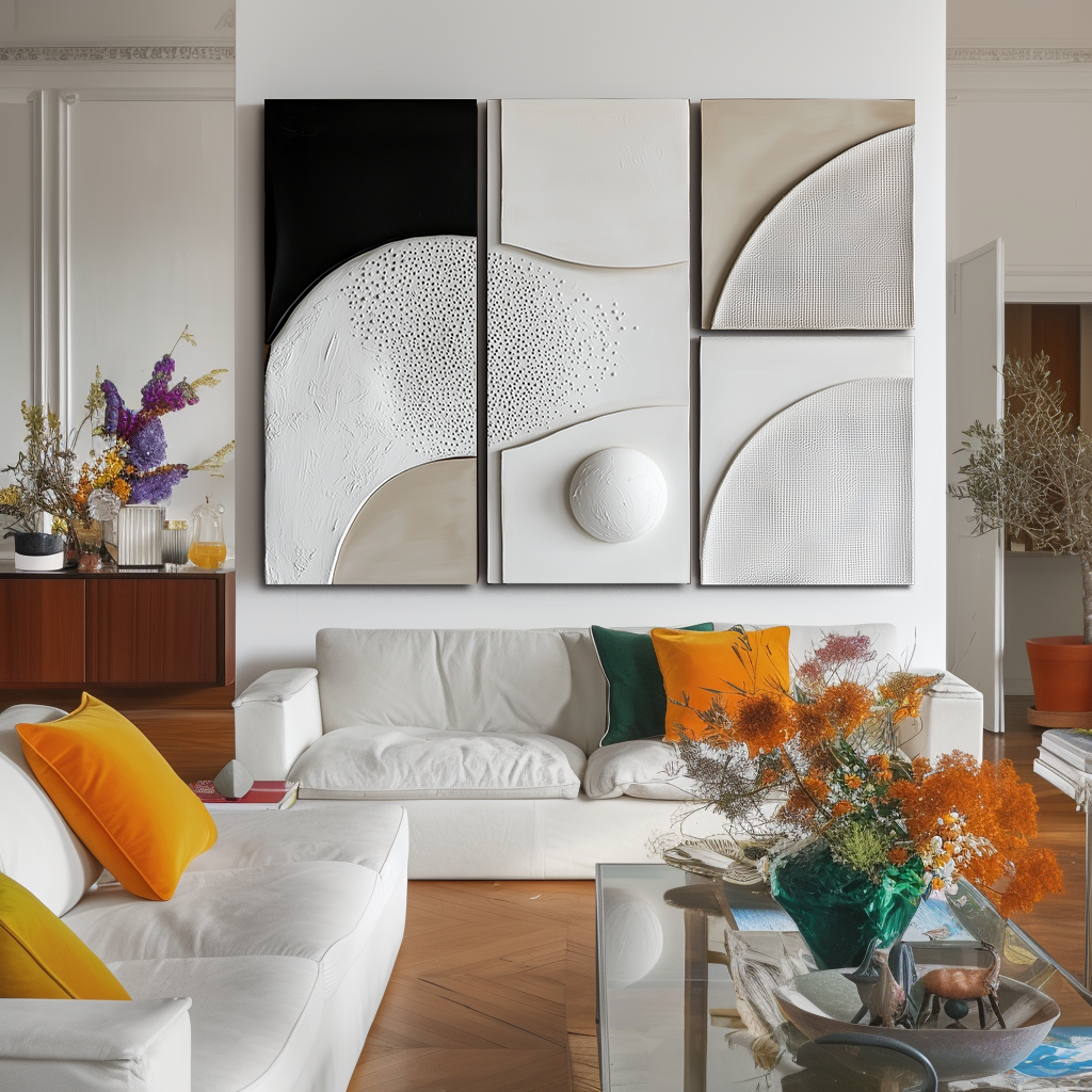 neutral minimalist abstract painting set