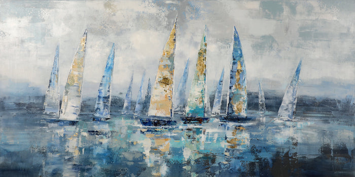 Drifting Harbor – Textured Abstract Sailboat Wall Art