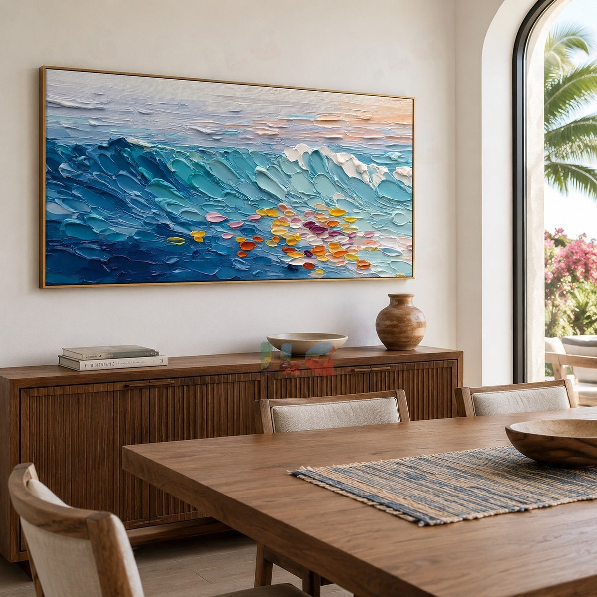 Azure Tide Garden – Textured Ocean Wall Art