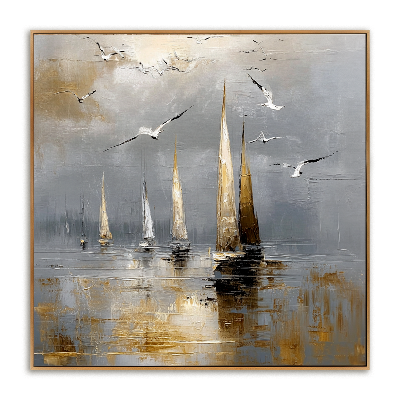 Coastal Echo - Hand-Painted Sailboat Oil Painting Acoustic Panel