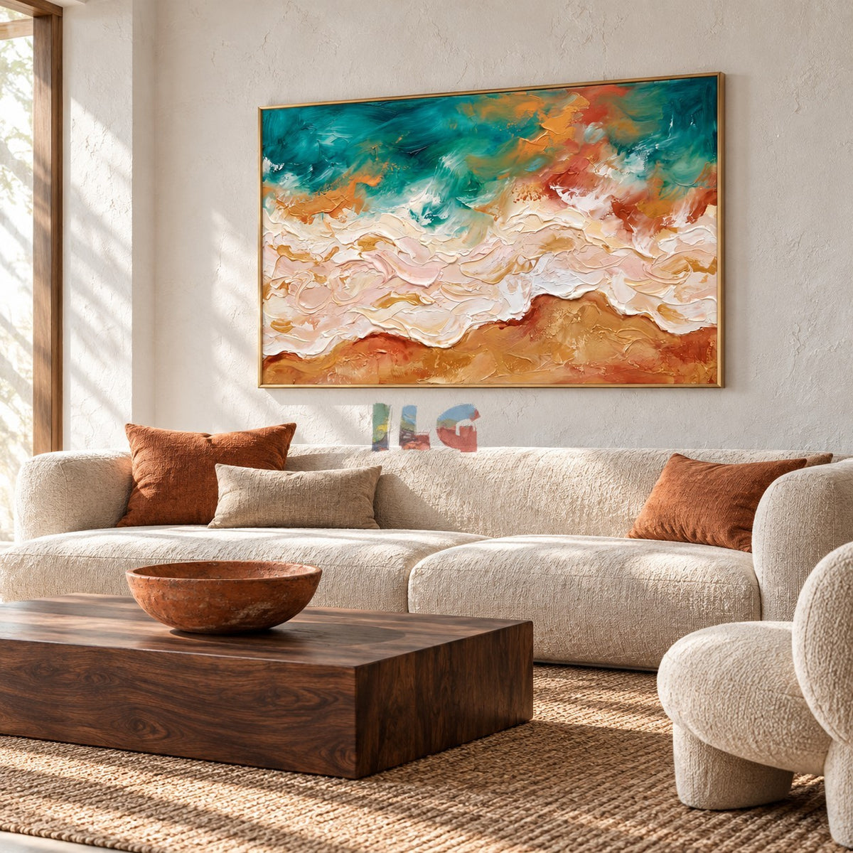 Golden Tidewater – Abstract Coastal Ocean Wave Textured Wall Art