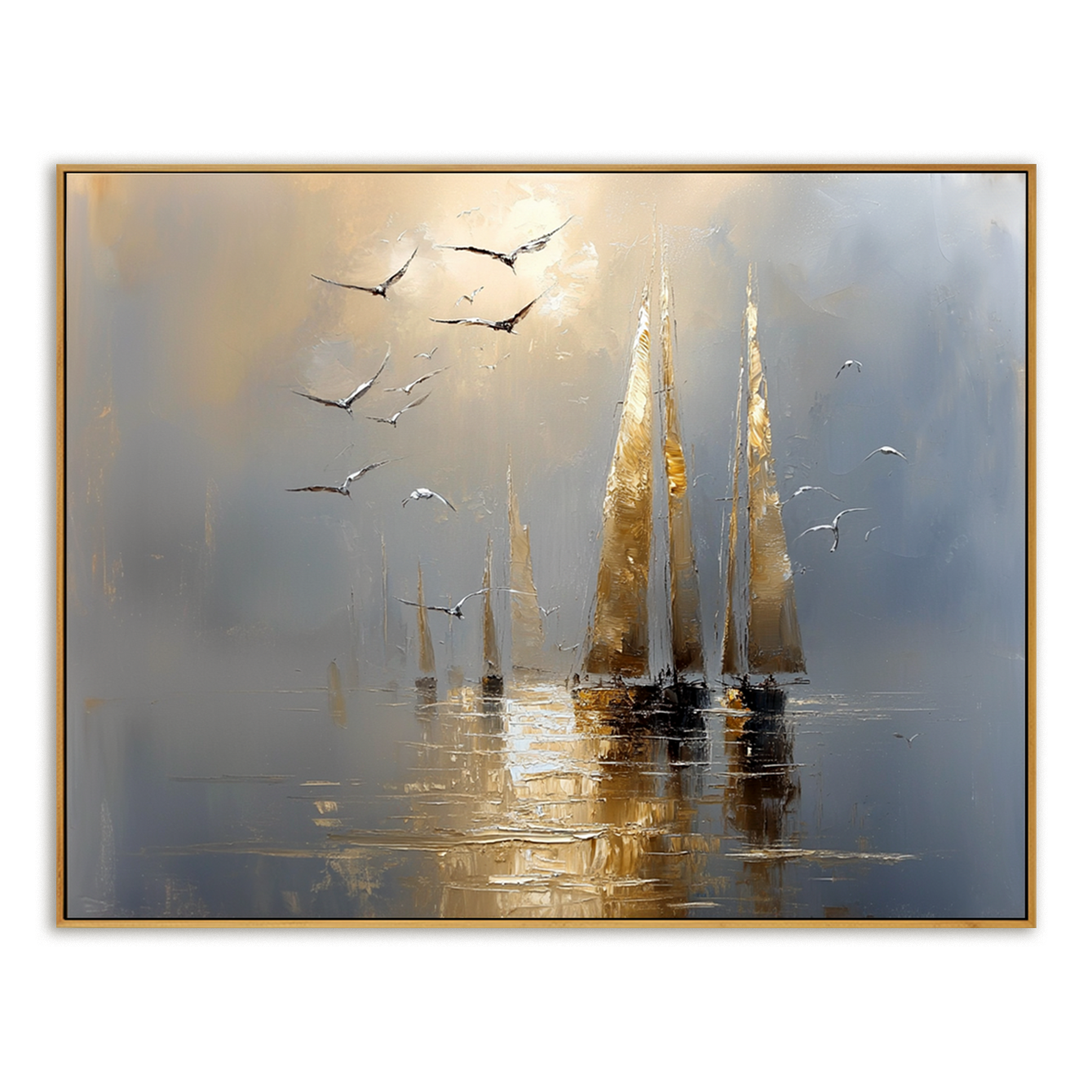 Luminous Sail – Hand-Painted Sailboat Oil Painting | Modern Coastal Wall Art